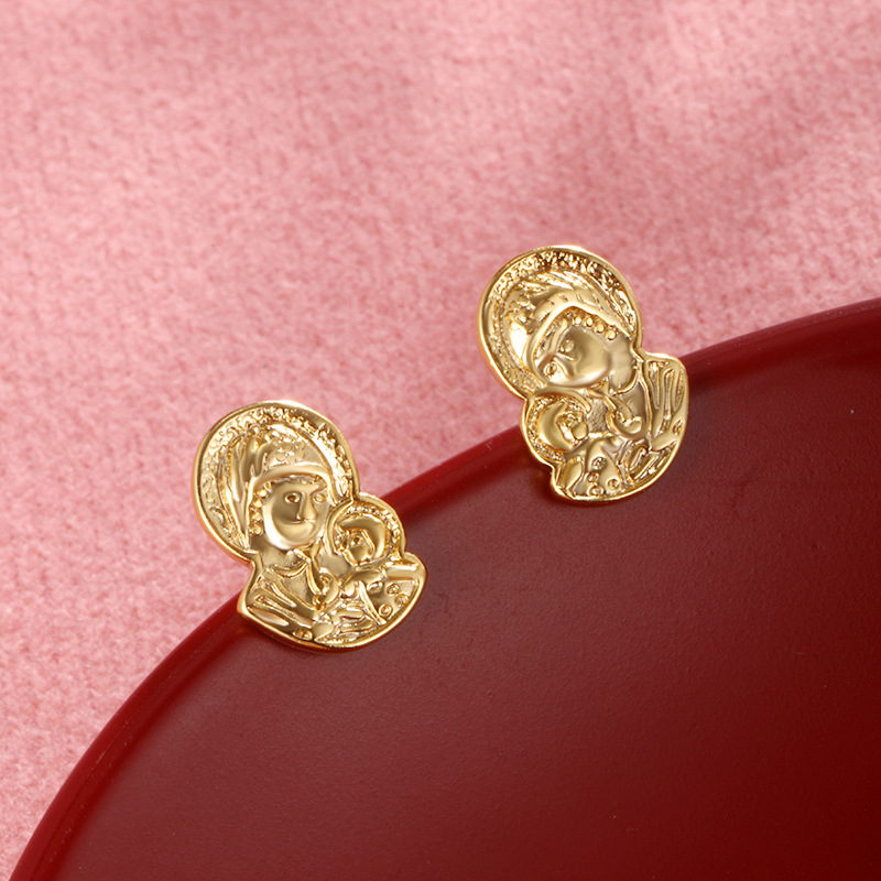 Joyería Xuping aleación de cobre chapado 24K madre y niño avatar personalidad pernos de orejas estilo nacional pendientes retro mujeres