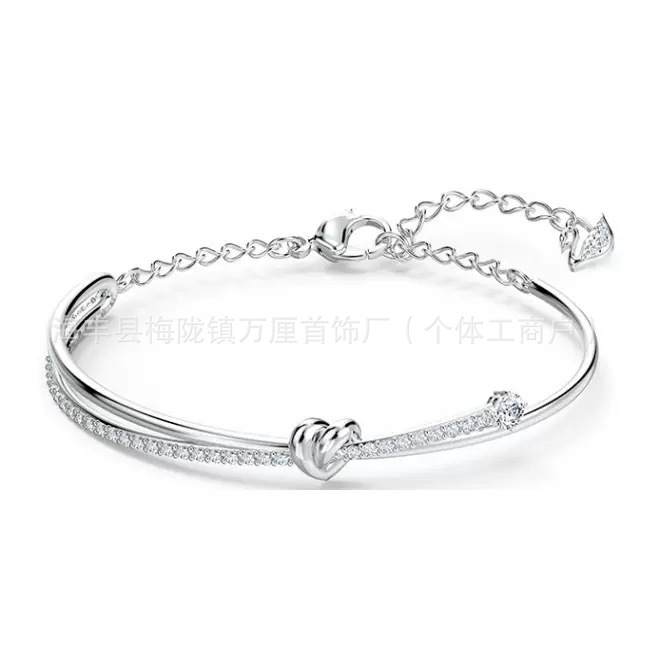 爱心扭结手镯【白金色】