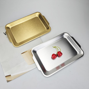 304 Stainless Steel Korean Style Long Square Plate Hot Pot Beef Plate Barbecue Plate Plate Flat Bottom Tray Thickened Square Plate