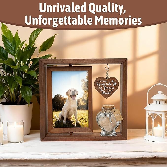 Pet Memorial Photo Frame, Rotatable 4X6 Photo Wooden Frame, Dog and Cat Gift Rotating Photo Frame Pet Memorial Photo Frame, Rotatable 4X6 Photo Wooden Frame, Dog and Cat Gift Rotating Photo Frame