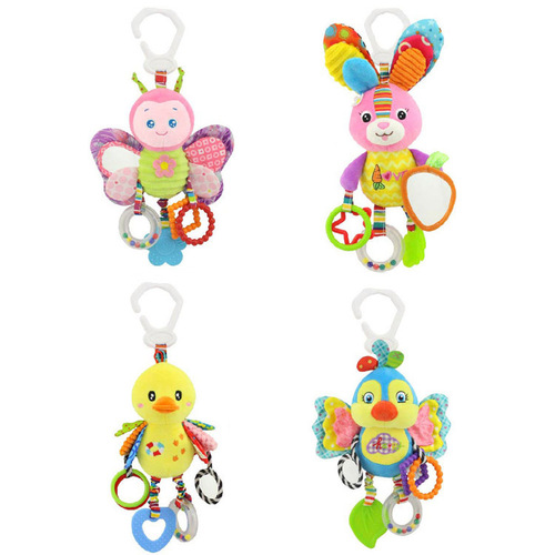 Happy Monkey crib hanging animal rattle pendant toddler with teether BB device rattle paper plush toy
