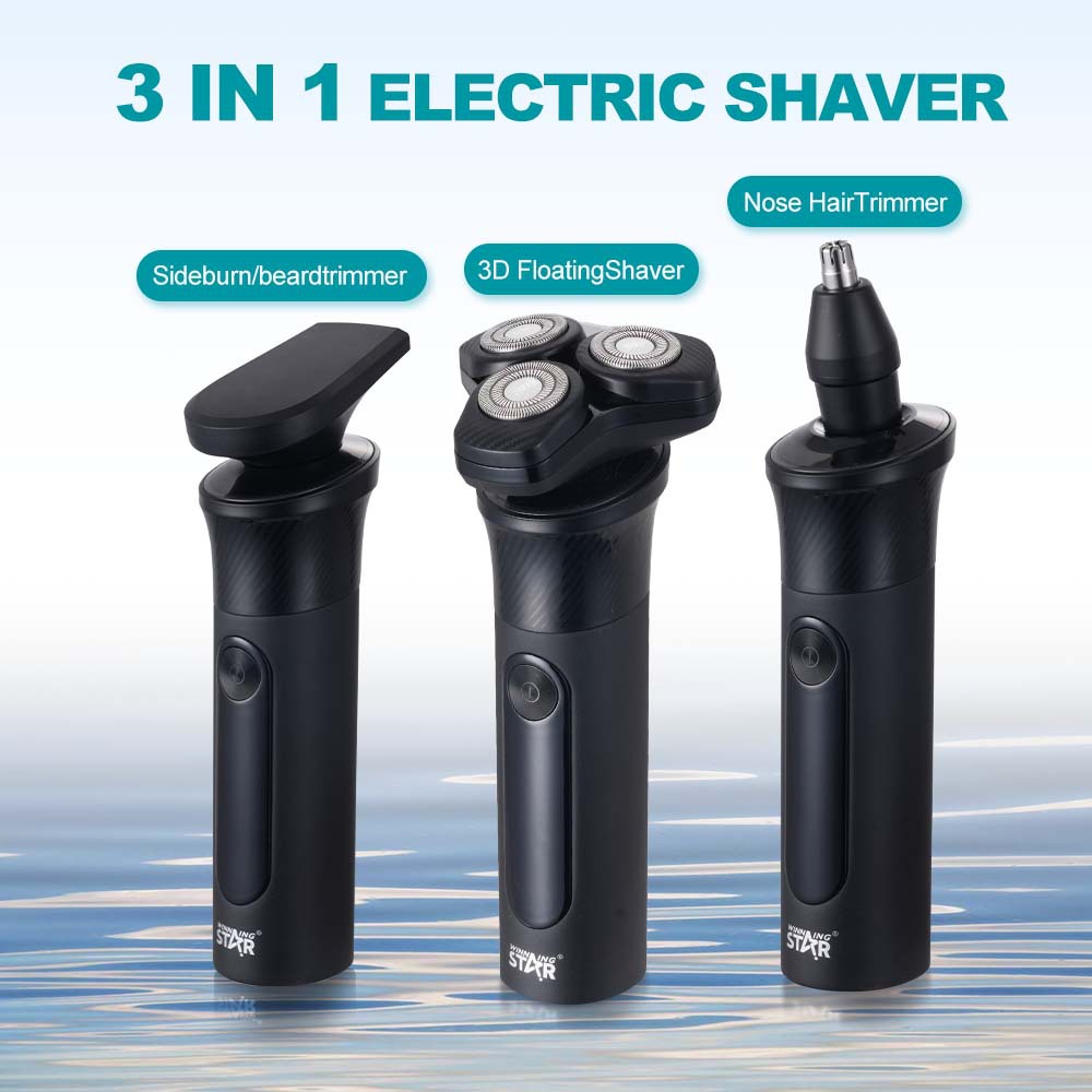 WinningStar Cross-border Type-C recargable para el hogar portátil 3 cabezales eléctrico tres en uno juego de afeitadora