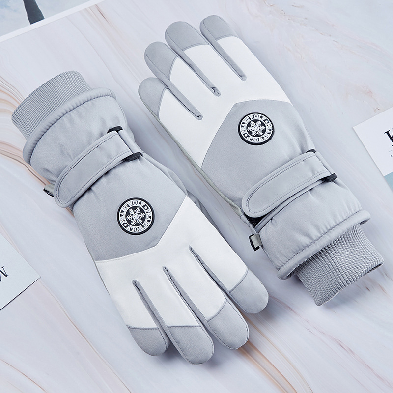 Guantes de esquí de invierno Ciclismo hombres y mujeres al aire libre cálido a prueba de viento impermeable pantalla táctil forrada de lana engrosada par guantes al por mayor