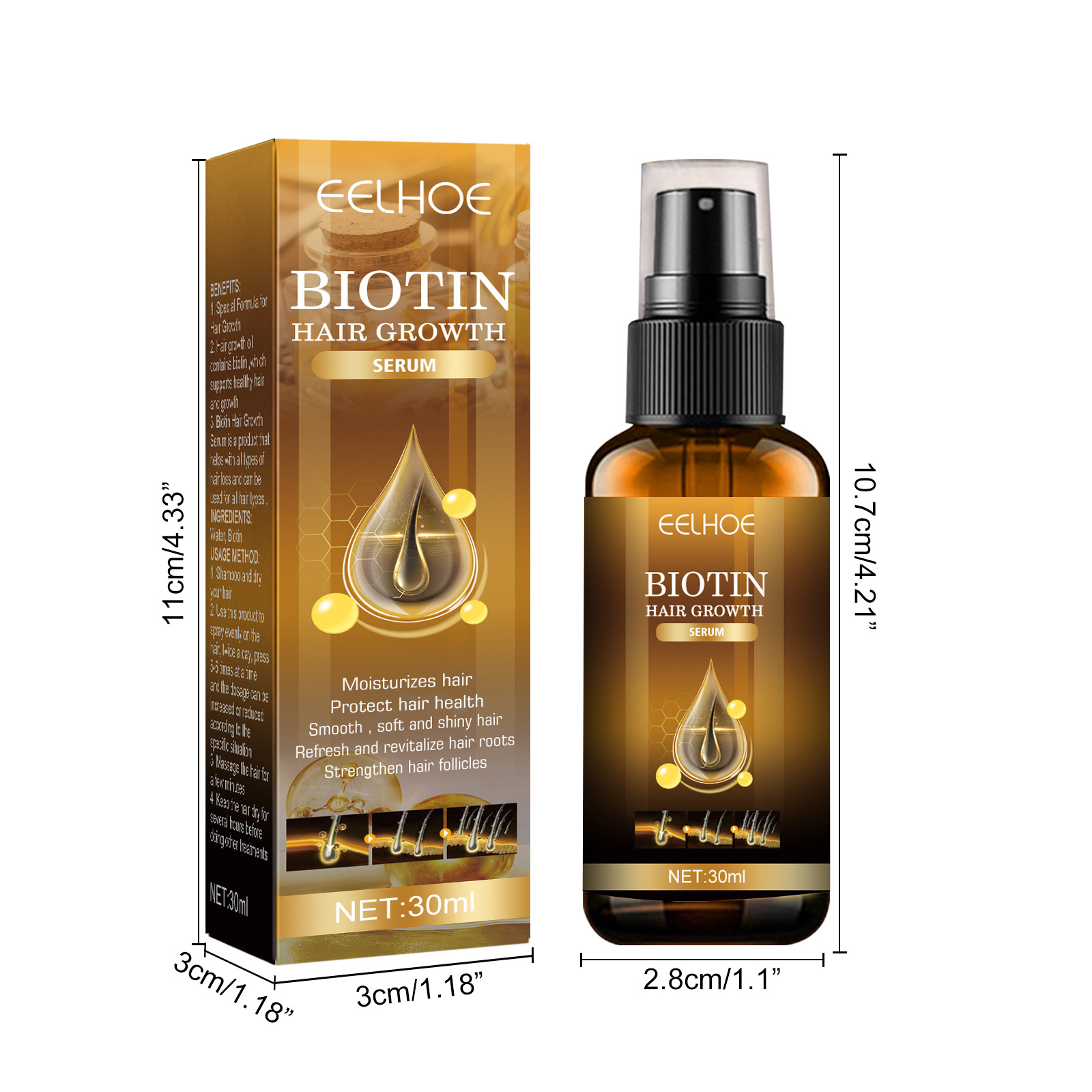 Spray capilar denso con biotina EELHOE, reparador y nutritivo para el cabello, cuidado del cabello, fortalecedor del cabello, spray antienvejecimiento para las raíces_voghion.com