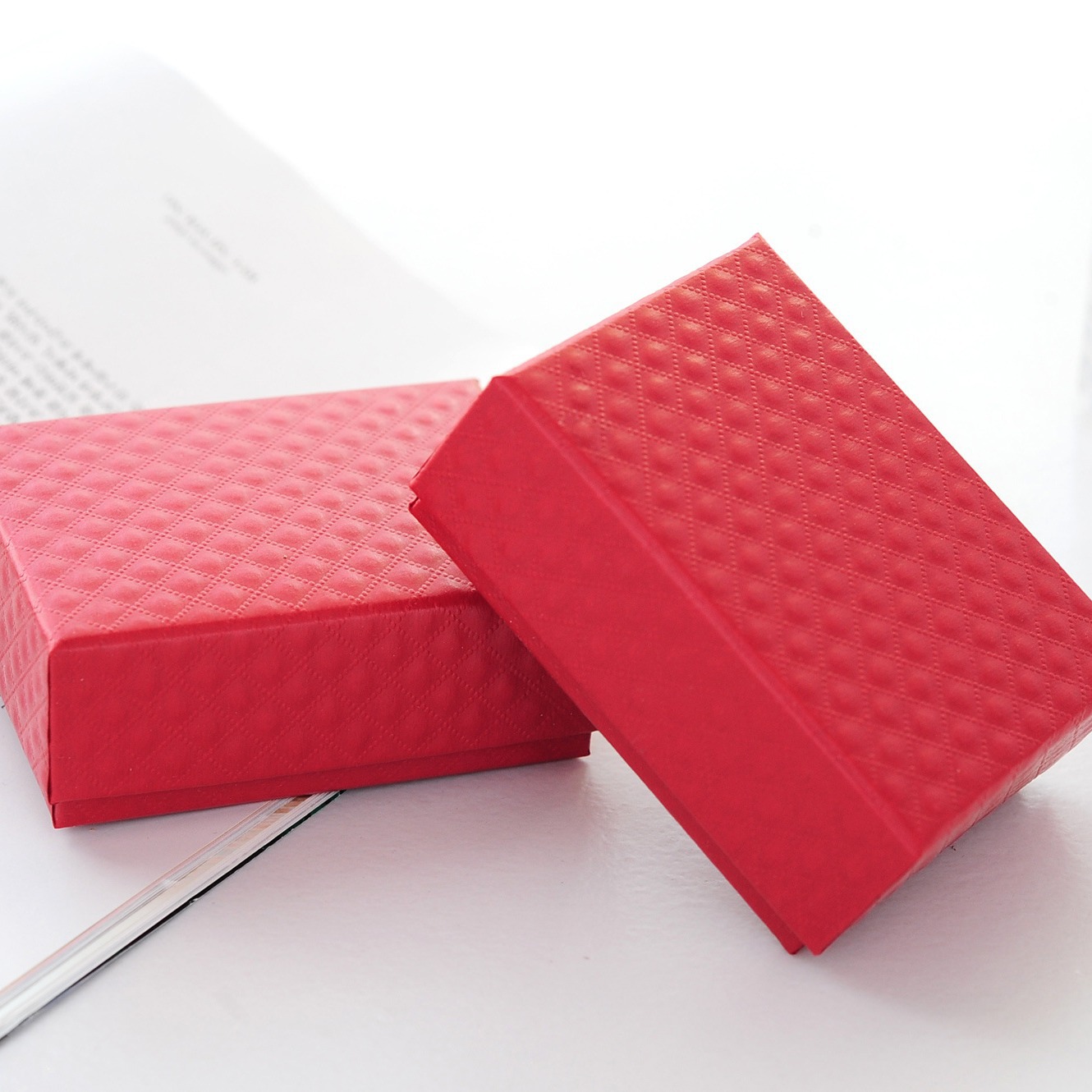 首饰盒批发公主欧式红色钻石纹戒指项链盒包装饰品纸盒