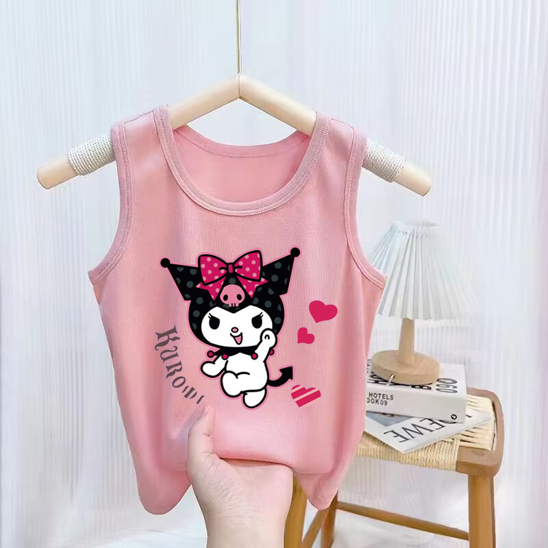 庫洛米Kuromi 熱銷新品無袖坎肩童裝中大童背心卡通印花跨境ebay