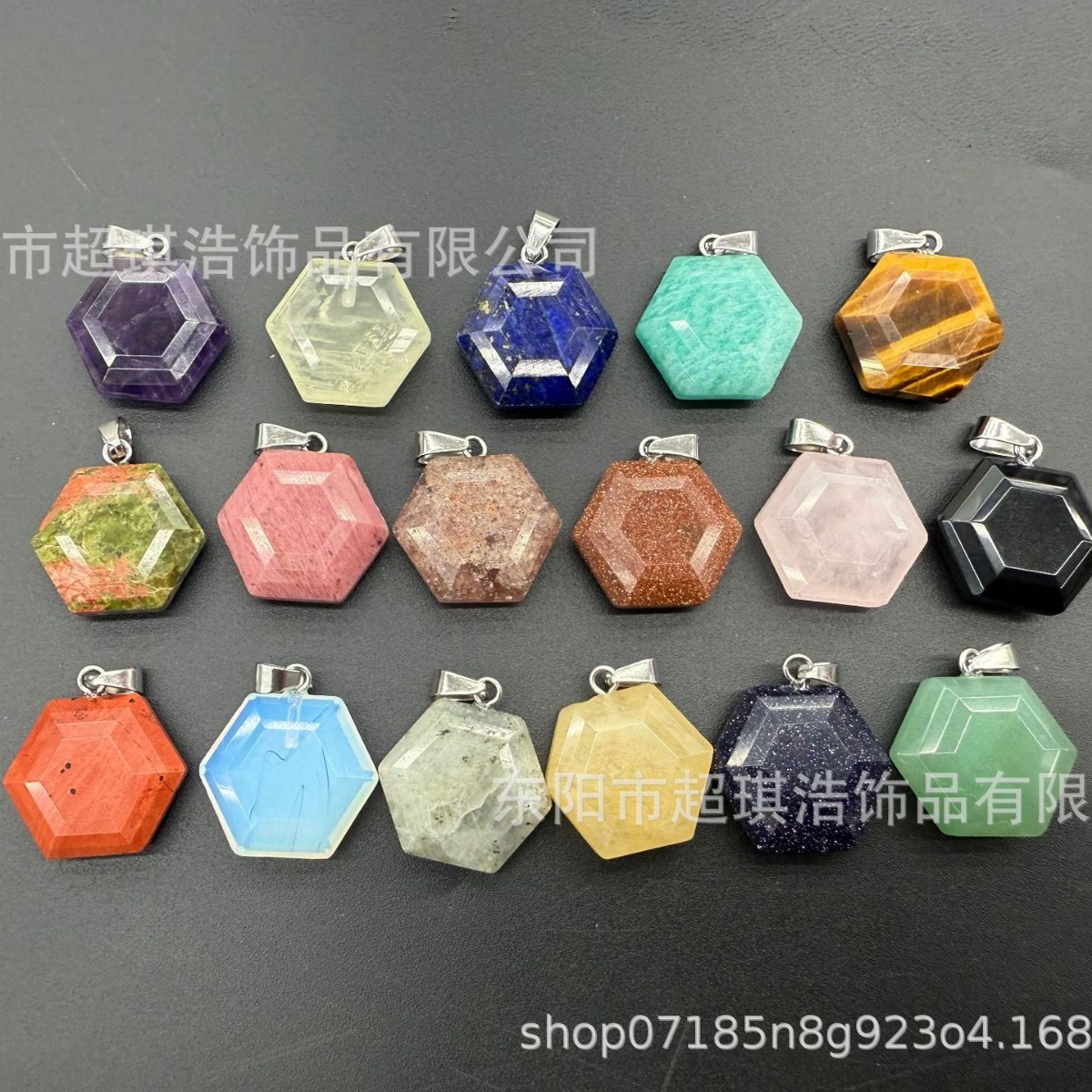 Natural crystal pendant, amethyst tiger stone pendant, diamond setting, multi-faceted crystal pendant necklace jewelry accessory.