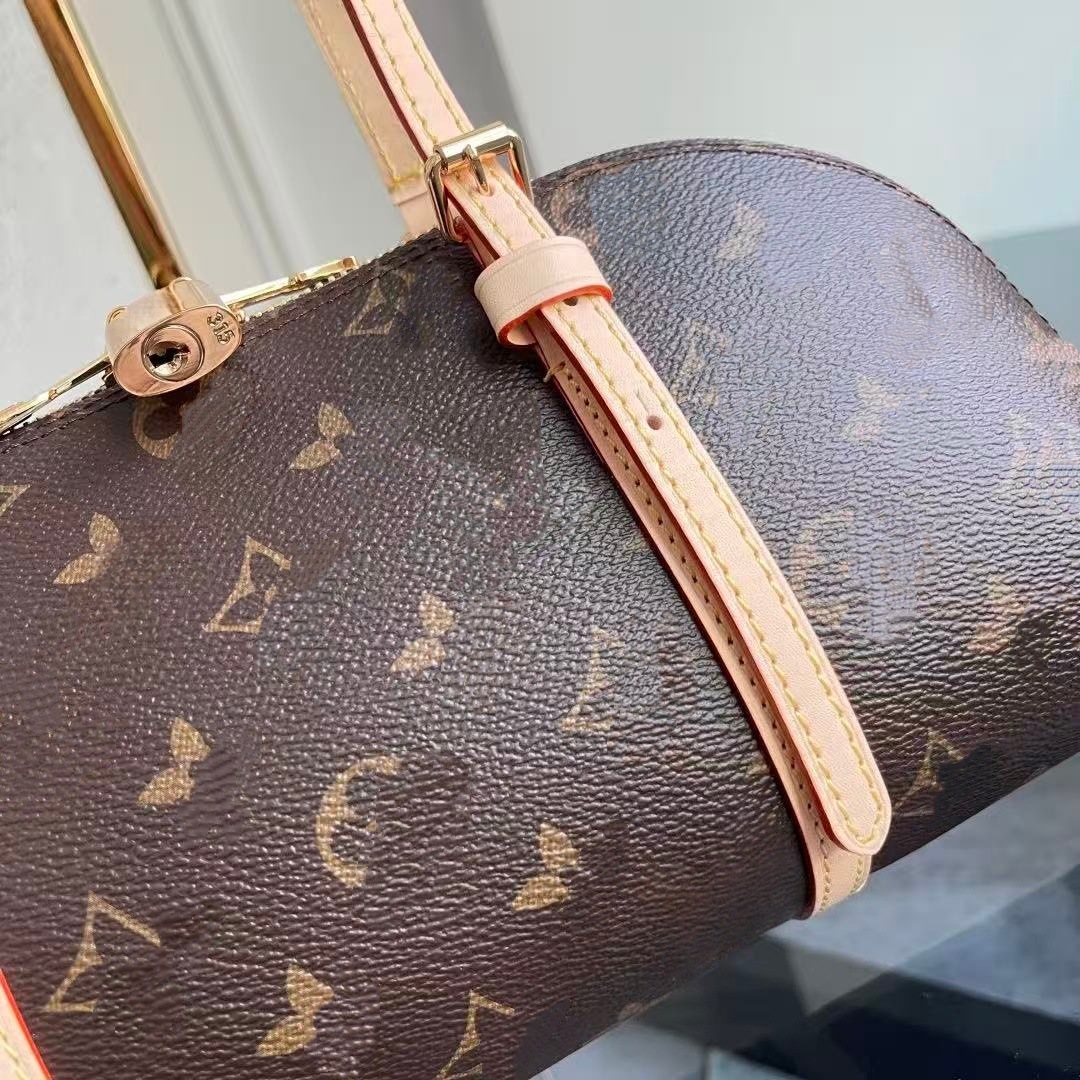 New Monogram Retro Shell Underarm Bag Squire East West Bowling Bag Versatile Commuter Shoulder Bag - Thumbnail 3