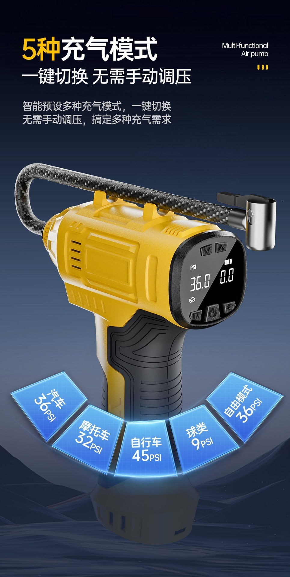 Car Air Pump, Wireless Car Air Pump, Portable Multi-Functional Gun-Type Air Pump, High-Power Car Supplies