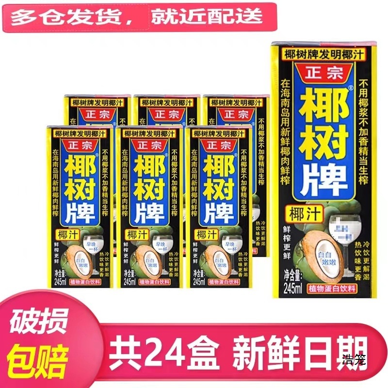 椰树牌椰汁椰子汁新鲜纯嫩245ml椰浆生榨椰奶整箱饮料椰罐装