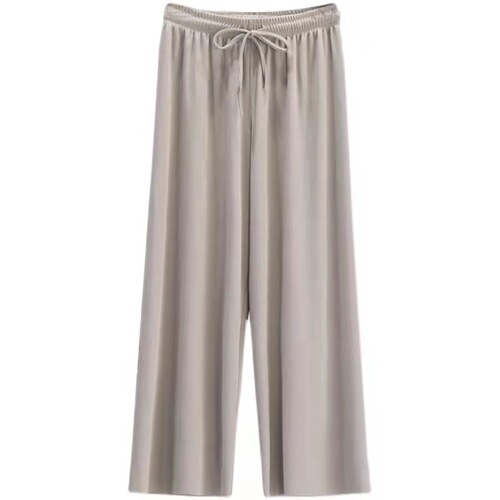 One-piece dropshipping silk chiffon wide-leg women's high-waisted flowy slimming loose thin floor-length casual nine-quarter pants wholesale