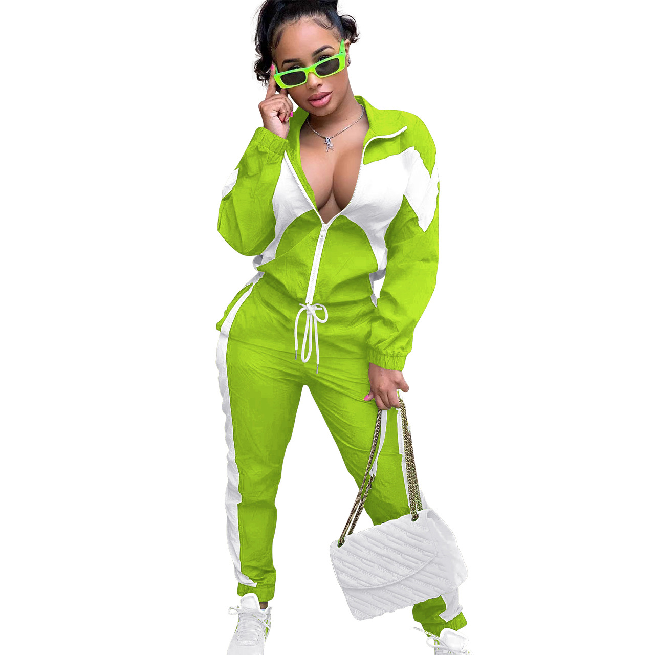 364g Weight Long Sleeve Sleeve Length Polyester Fabric Type Pant Co-ord Set Sets Type 2 Pieces Set Quantity Daily Occasion Turndown Neckline Regular Fit Fit Type Color Block Pattern Spring, Autumn Season Women's Gender Casual, Streetwear Style Daily Women's Casual Streetwear Color Block Polyester Pant Co-ord Set Pants Sets 32