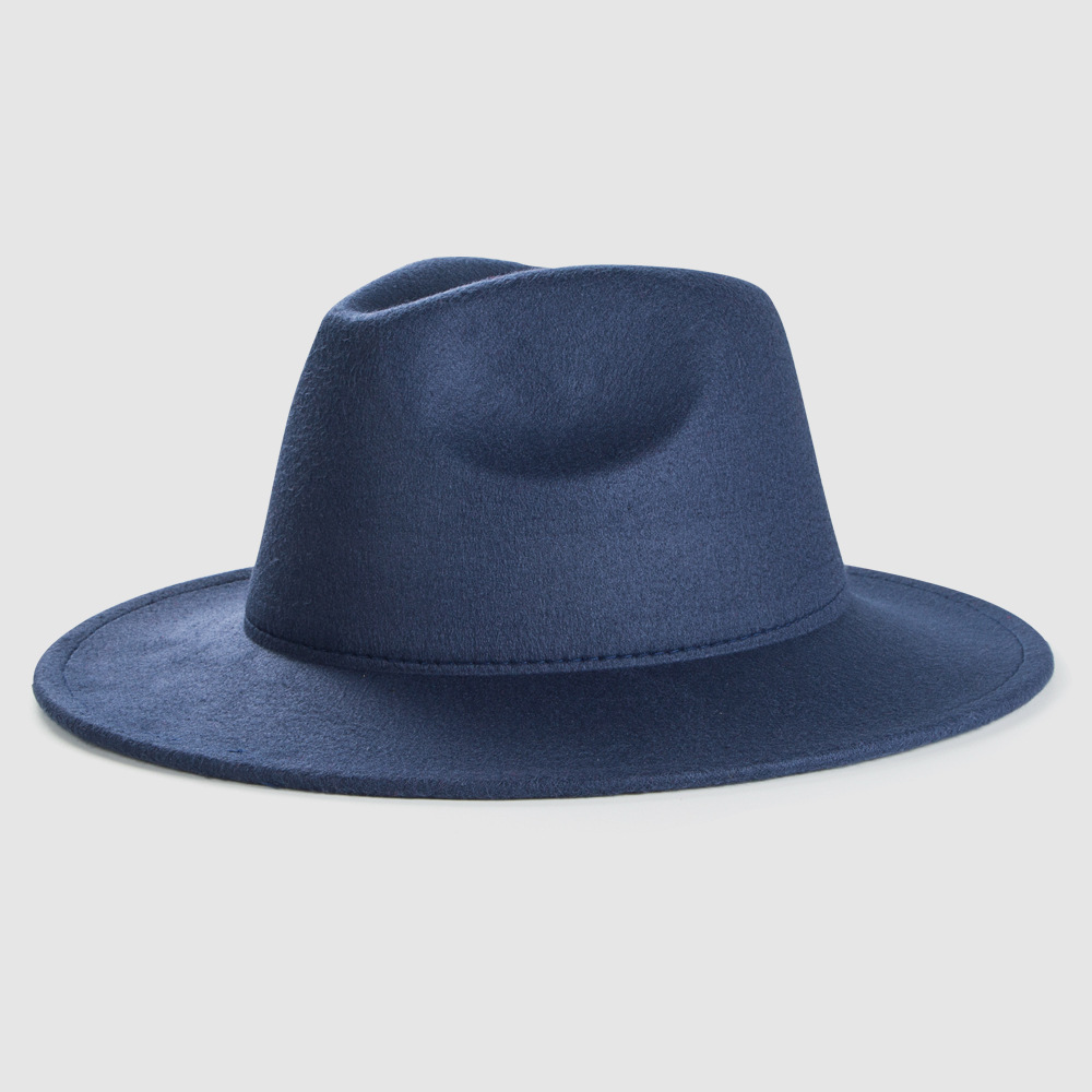 Exclusive For Cross-border British Retro Woolen Hat Men 's And Women 's Hats Monochrome Light Board Felt Cap Simple Big Brim Fedora Hat Tide display picture 11