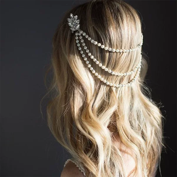 Cross-Border New Pearl Hair Chain Elegant Rhinestone Multi-Layered Headwear Bridal Banquet Accessories Headwear