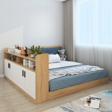 家用云家居日式低箱书架床1.5米1.8米实木板简约儿童板床可