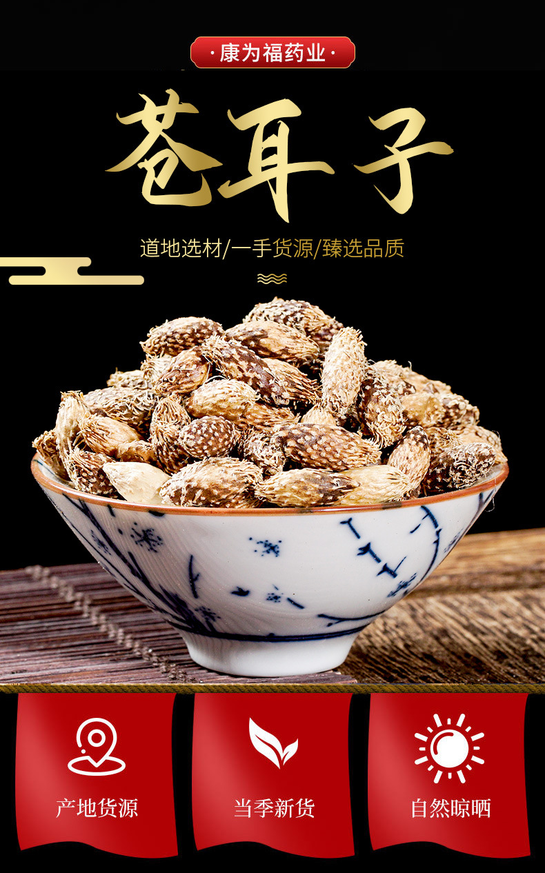 Cang Er Zi (Xanthium sibiricum) — Stir-Fried De-Spined Cocklebur Fruit, Dried Herb 500g overview