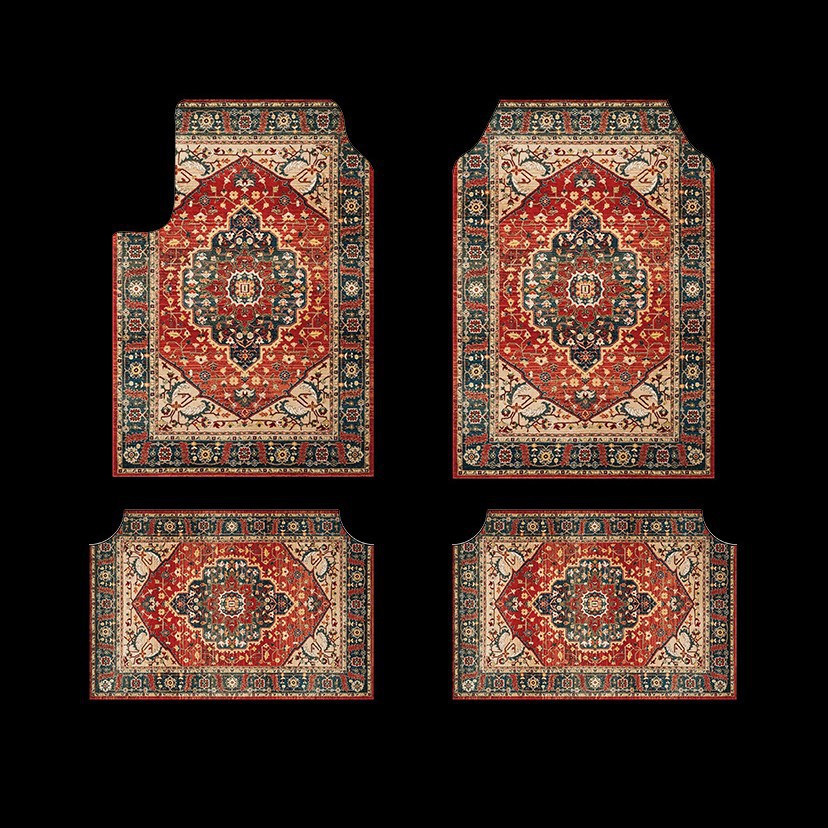 TEMU Nordic Retro Bohemian Style Car Mat Car Interior Dirt Resistant Dust Mat Rear Easy-care Four-piece Set