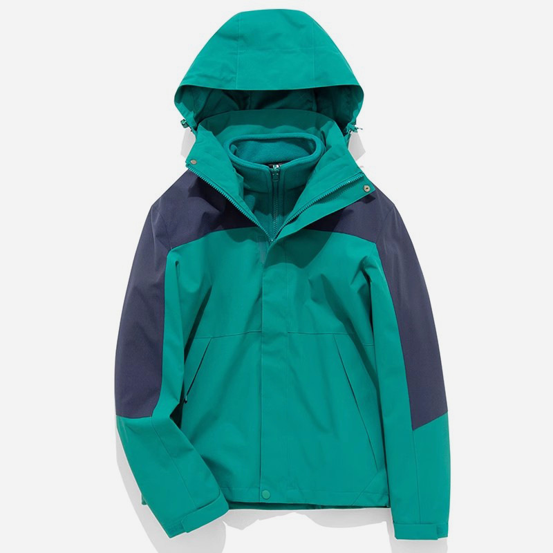 Autumn and Winter Women's Trendy Brand Three-In-One Detachable Fleece Thickened Sports Jacket Windproof Coat Men's Ski Jacket