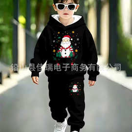 儿童连帽卫衣套装 3D印花圣诞万圣节主题两件套 潮流休闲童装