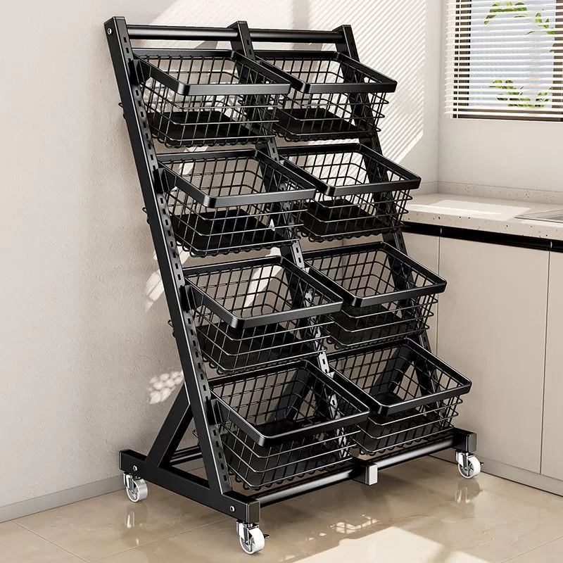 Стеллаж для овощей, корзина для хранения овощей, корзина для хранения в гостиной, кухонная полка для мелочей, стеллаж для хранения закусок, напольная многослойная полка для хранения