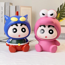 鳄鱼山COS蜡笔小新可爱公仔搪胶手办存钱摆件礼物鳄鱼超人小新