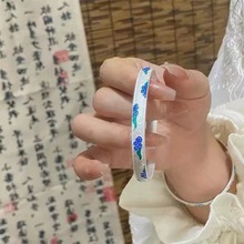 珐琅彩祥云手镯女开口实心宫廷风青云手环古风年轻款百搭设计
