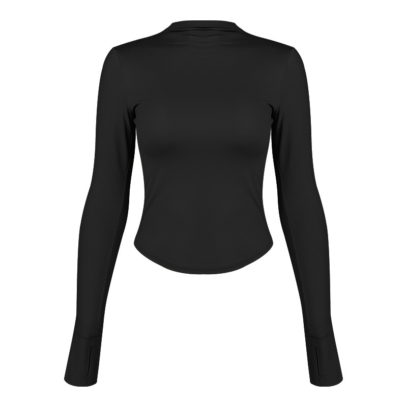 2025秋冬新品瑜伽服女柔软亲肤运动服带拇指扣健身服半高领长袖|undefined