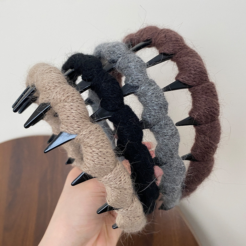 Textured Wool Wave Headband With Teeth For Autumn And Winter_voghion.com
