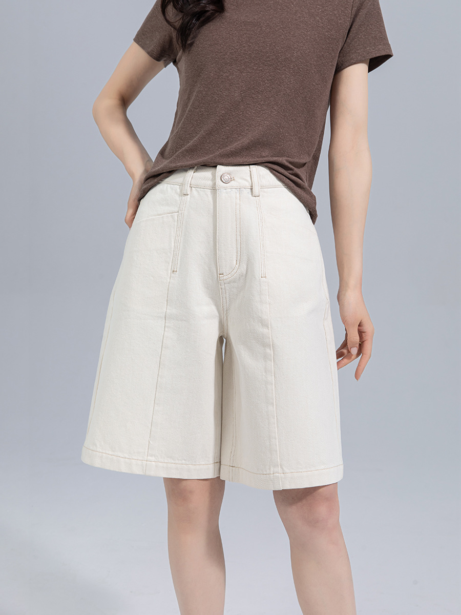 Quần short denim ống rộng cạp cao Xingge dáng suông mùa hè — Màu xanh lam