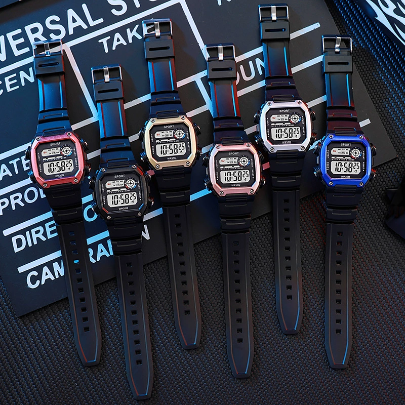 Новые водонепроницаемые электронные часы с подсветкой и будильником для мальчиков и подростков, многофункциональные спортивные часы для активного отдыха, популярная модель.