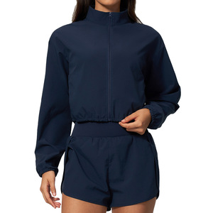 AYM042497 Quick Dry Windproof Cropped Jacket with Stand-Up Collar and Zipper Aoyema wholesale