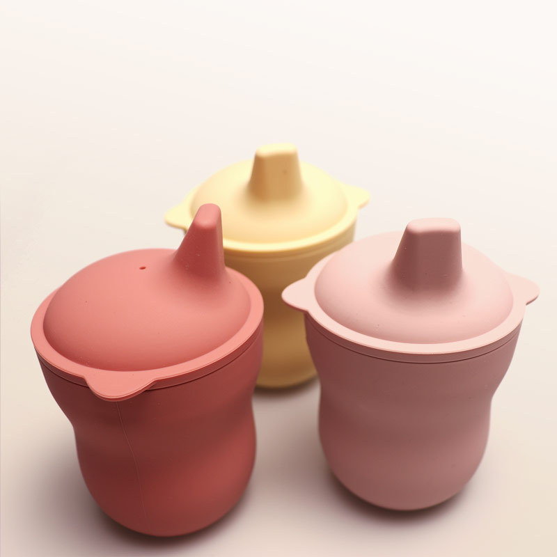 Adecuado para bebés de 3 años de edad, tazas de bebida de silicona, tazas de dieta de silicona, tazas de capacitación de pico de pato de 180ml, pequeña capacidad