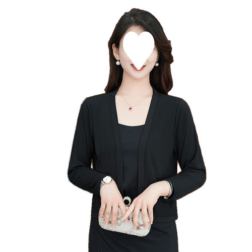 Lightweight off-the-shoulder sunshirts for spring and summer, other / polyester (polyester) solid color loose opening