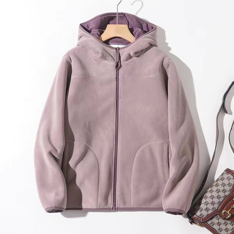 Fleece-Lined Hooded Windproof Warm Comfortable Versatile Jacket Fashion New Thickened Winter Cardigan Alpaca Wool