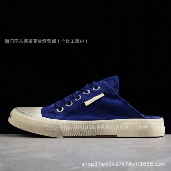 Paris low-top canvas shoes-half-toe blue
