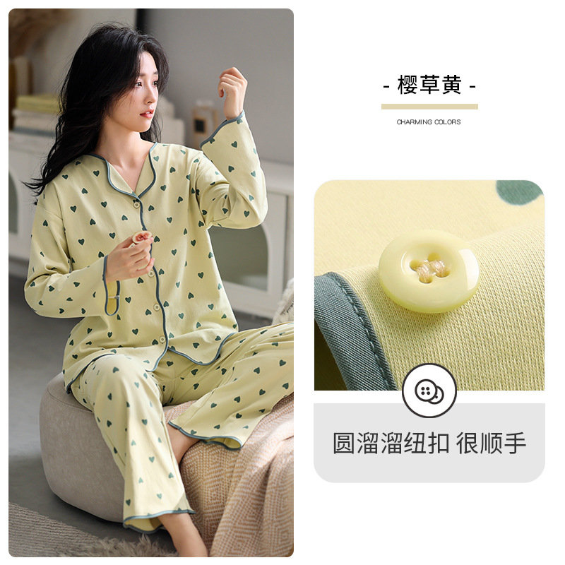 Pijamas de las mujeres de primavera y otoño más tamaño traje de algodón de manga larga ropa para el hogar