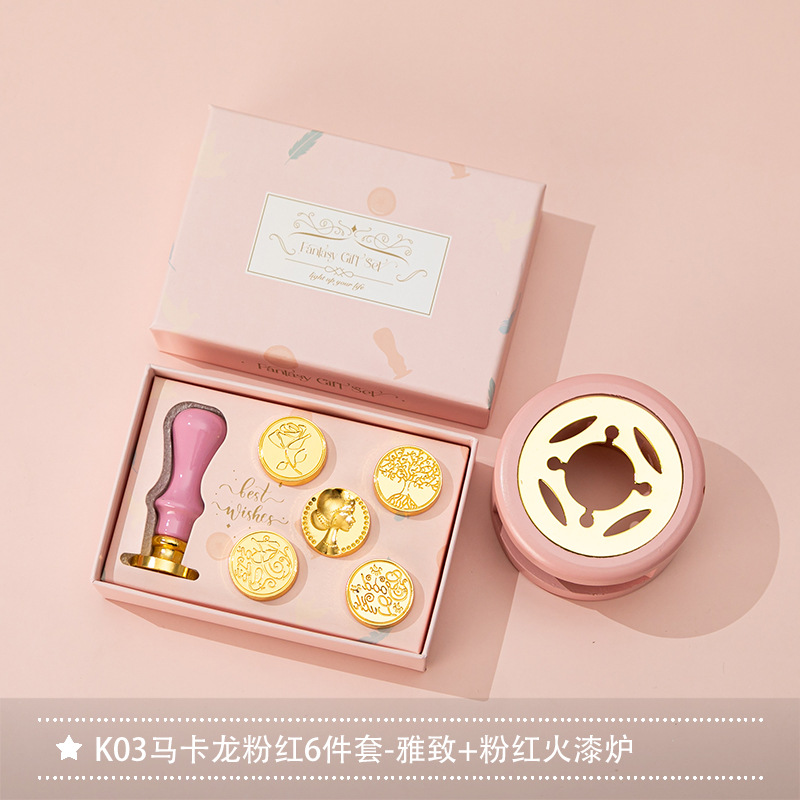 Nuevo macaron fuego pintura cera grano horno sello mano cuenta Día de San Valentín cumpleaños regalo fuego pintura sello conjunto completo al por mayor