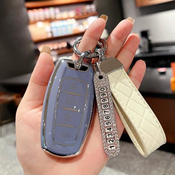 Harvard 4-key [grey blue] single shell + white diamond rope + number plate