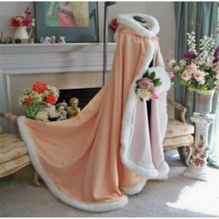 Winter Fashion Bride Long Coat Hoodie Warm Cloak Christmas Wedding Dress Cloak Pregnant Women Bride Can Make