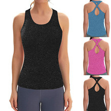 high stretch cross back strap sleeveless yoga blouse nihaostyles clothing wholesale NSZLJ81652