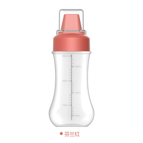 Five-hole plastic squeeze sauce bottle with lid and scale, kitchen salad tomato sauce oyster sauce honey repackaging squeeze seasoning bottle