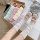 Socks Women's Spring and Summer Thin Stacked Socks Dopamine Color Ins Trendy Japanese Style Jk Ballet Style Lace Middle Tube Leg Cover