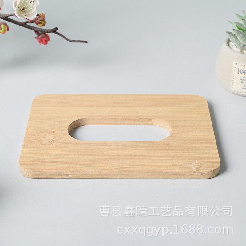 Caja de pañuelos de estilo nórdico simple cubierta de madera caja de pañuelos de madera cubierta de bambú publicidad creativa caja de servilleta de plástico cubierta de madera