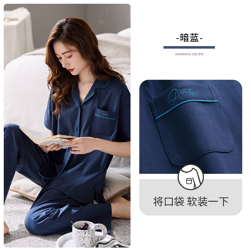 [Sensación suave] pijamas verano de las mujeres 100% algodón pantalones de manga corta ropa de casa verano más traje de tamaño