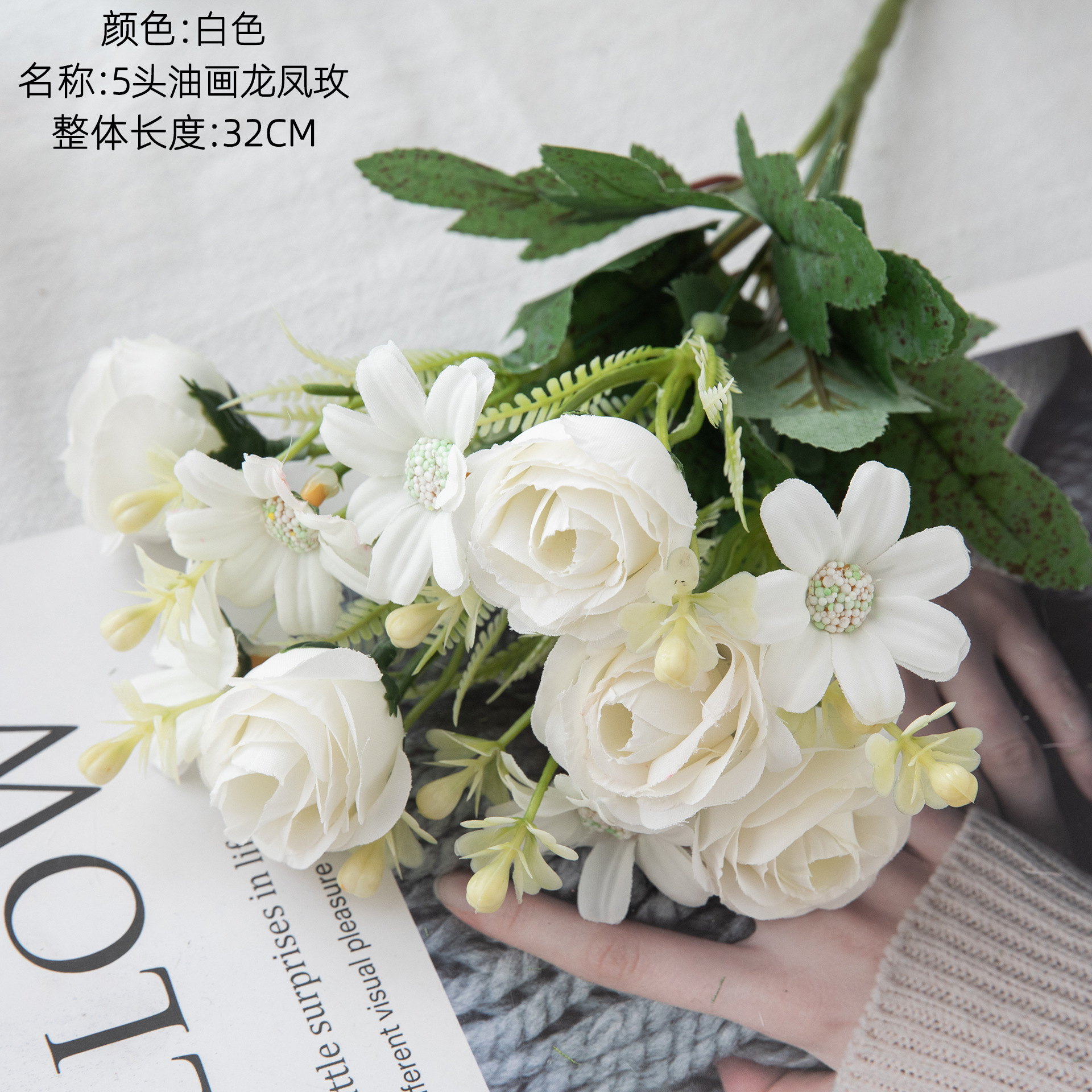 Ramo de rosas, fabricante de flores artificiales, flores falsas, plantas verdes, decoración de bodas, manualidades, flores artificiales portátiles al por mayor para exportación.