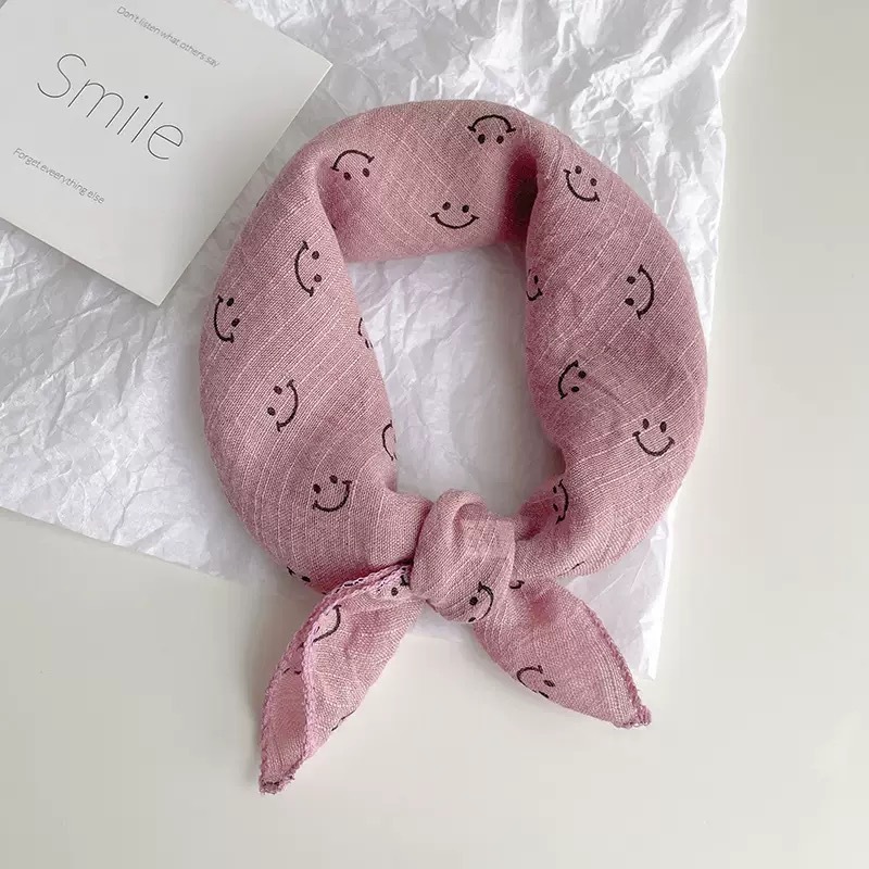 春夏のコットンとリネンのベビープリントかわいい暖かいスカーフ子供用防風スカーフ春と秋の薄いコットンとリネンのスクエアスカーフ唾液|undefined