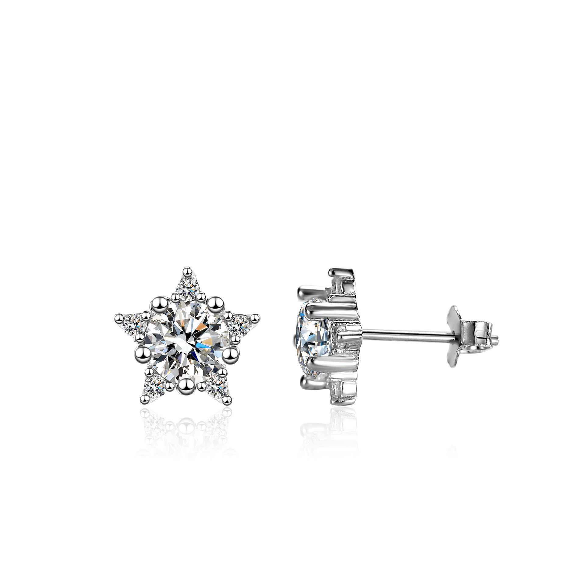 6g Weight 1 Pair 925 Sterling Silver Star Ear Studs