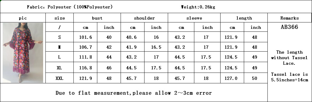 AB366英文尺寸表