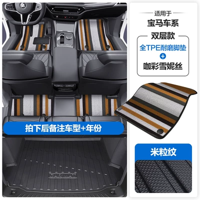 Series Minitpe Car Floor Mats with – Modelə uyğun ayaqaltı - please-leave-a-message-or-note-the-model-year-when-placing-an-order-rice-grain-pattern-tpe-door-sill-mat-coffee-color-snowiness-tpe-trunk-mat