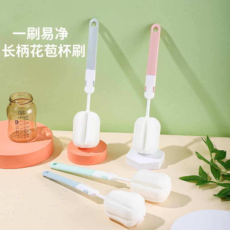 メーカー カップブラシ ボトルブラシ ロングハンドル 魔法瓶カップブラシ カップミルク泡立て器 クリーニングブラシ 家庭用スポンジブラシ 交換ヘッド|undefined